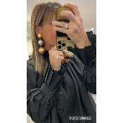 Boucles Oreilles papier maché argent et doré