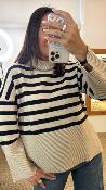 Pull col roul  rayures beige 52365199 MM