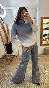 Pull col roulé gris et blanc MRK635 MR