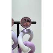Boucles Oreilles maillons lilas et blanc miroir 