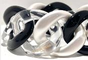 Bracelet maillons à enfiler noir blanc transparent métal