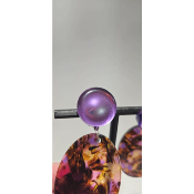 Boucles Oreilles acétate violet et miroir 