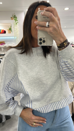 Pull bi-matière gris KXMA0186 KKS