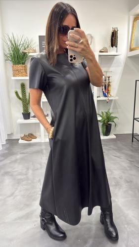 Robe longue simili cuir noir ALIE0AA Dixie 