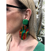 Boucles Oreilles clips ovale Arlequin