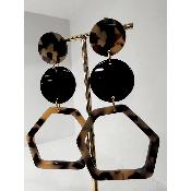 Boucles Oreilles Astrid Acétate blanc noir