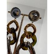 Boucles Oreilles Maillons Rita Kaki miroir