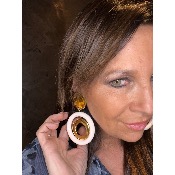 Boucles Oreilles doré et blanc