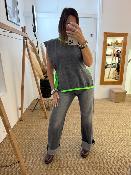 Pull débardeur gris anthracite avec lien vert fluo M88052004 IMPERIAL