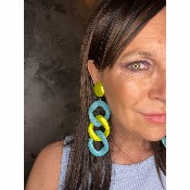 Boucles Oreilles maillons turquoise vert 