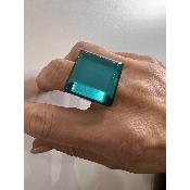 Bague carré miroir bleu