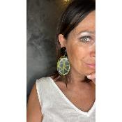 Boucles Oreilles noir et vert 