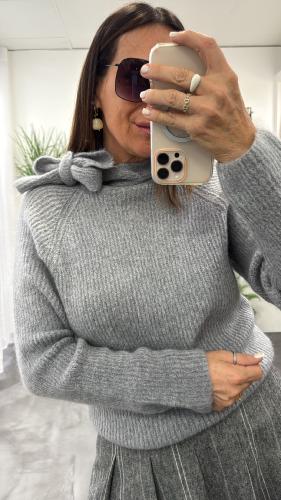 Pull col nœud gris MRK691 MR