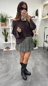 Pull col rond + cache cou amovible chocolat 054-260004 BSB