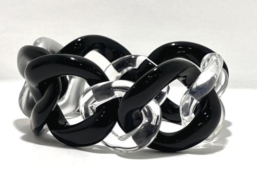 Bracelet maillons à enfiler noir gris transparent