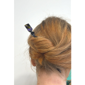 Pic à cheveux torsadé acétate de cellulose violet et vert