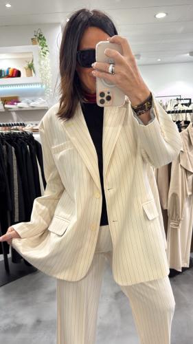 Veste blazer beige fines rayures oversize JQ44JBU2M1 IMPERIAL