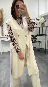 Veste longue sans manches beige 50114339