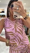 Top sans manches rose à motifs feuilles M9122T MR