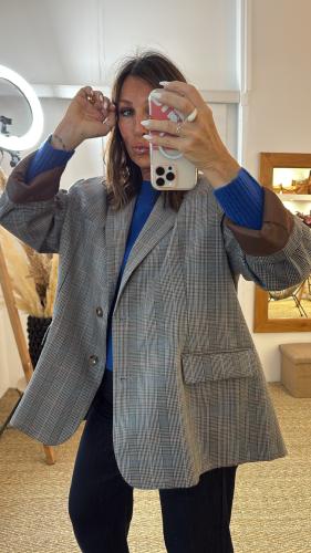 Veste Blazer à carreaux beige et marron JQ44KEF IMPERIAL