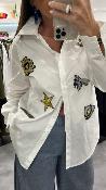 Chemise blanche oversize à écusson 51034219
