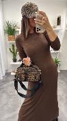 Robe longue côtelée chocolat SORINA G&M