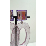 Boucles Oreilles violet pailleté miroir 