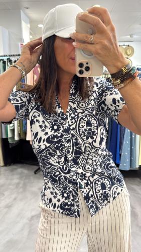 Chemise motifs bleu marine 443690 Annie WS