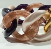 Bracelet maillons à enfiler rose pailleté et doré