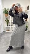 Robe longue côtelée grise SORINA G&M