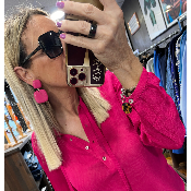 Boucles Oreilles percées fushia Rio