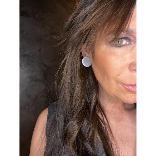 Boucles Oreilles rainbowl givré rond blanc