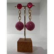 Boucles Oreilles Boule Rose