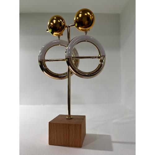 Boucles Oreilles Nami Blanc doré