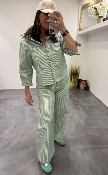 Pantalon vert à rayures LEON