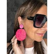 Boucles Oreilles raphia fuxia