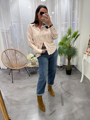 Chemise lignes tennis beige écru CLARA