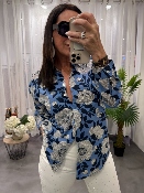Chemise à motifs "fleurs" bleu WWU041 NT