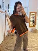Pull débardeur marron avec lien orange fluo M88052004 IMPERIAL