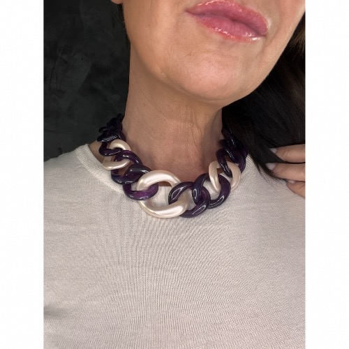 Collier gros maillons violet