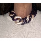 Collier gros maillons violet