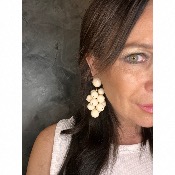 Boucles Oreilles grappe beige 