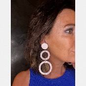 Boucles Oreilles rose et cabochon givré
