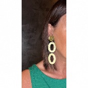 Boucles Oreilles vert amande miroir vert 