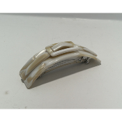 Barrette à cheveux en acétate de cellulose beige et blanc