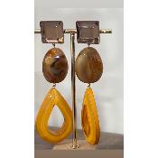 Boucles Oreilles orange et champagne