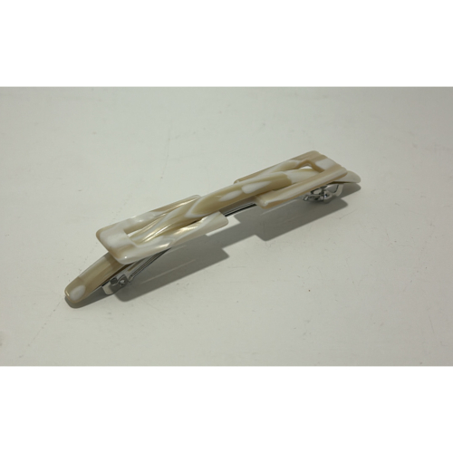 Barrette à cheveux en acétate de cellulose beige et blanc
