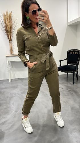 Combinaison pantalon jeans kaki CELIA