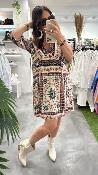 Robe courte beige et rose PEROU  G&M