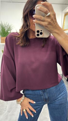Pull fluide col rond bordeaux 054-210062 BSB